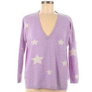 100% CASHMERE Brodie purple star v neck sweater